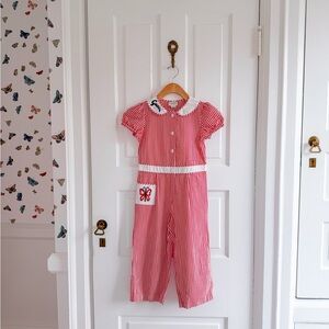 Gucci Red and White Striped Jumpsuit